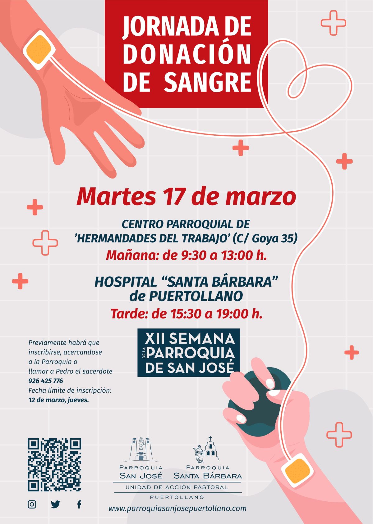 La Parroquia San José de Puertollano organiza una Jornada de Donación de Sangre el 17 de marzo