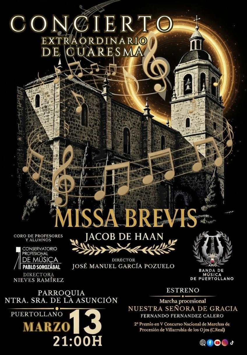 La AMC Banda de Música de Puertollano organiza un Concierto Extraordinario de Cuaresma en la Parroquia de Nuestra Señora de la Asunción