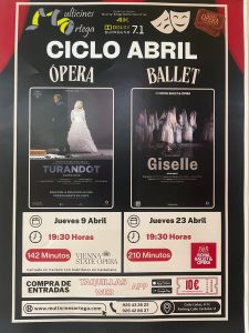 Multicines Ortega de Puertollano proyectará en abril el ballet «Giselle» y la ópera «Turandot»