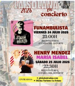 La M.O.D.A., Ginebras o Rufus T. Firefly, en el Oasis Sound de La Solana; y Funambulista en las fiestas
