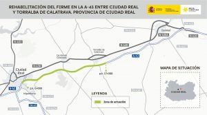 Transportes licita por 6 millones de euros las obras de rehabilitación del firme en la A-43 entre Ciudad Real y Torralba de Calatrava