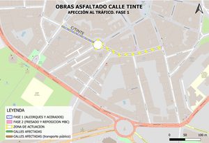 Comienzan las obras de mejora y asfaltado de la calle Tinte